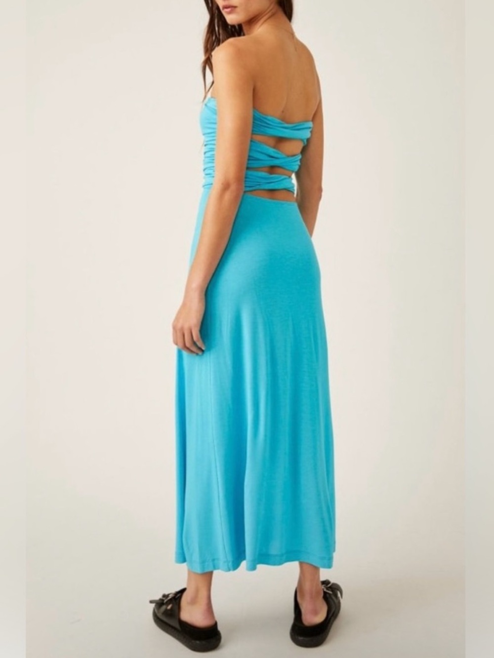 NWT Free People Beach Embrace Midi Dress in Scuba Blue - Size Medium